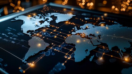 Global Network Connections Digital World Map