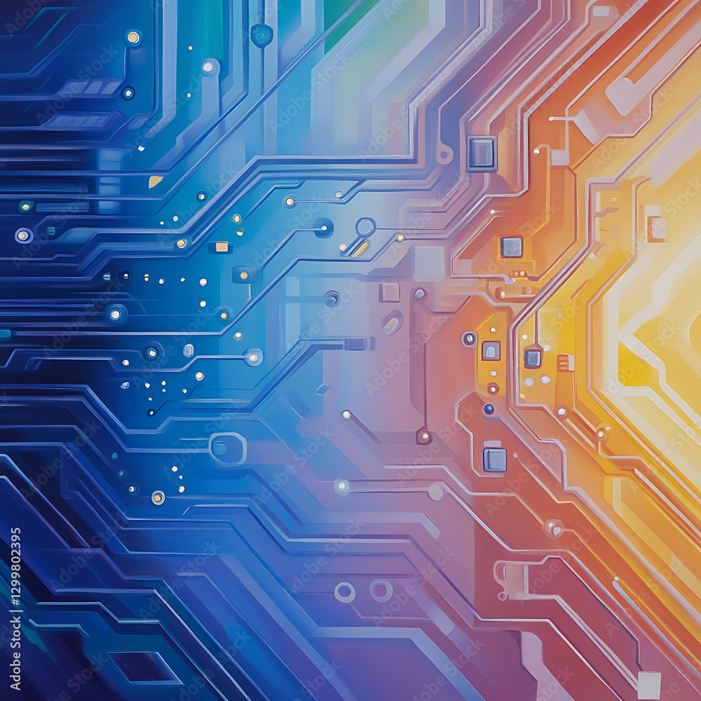 Poster dynamic technology circuit abstract art digital realm visual design colorful environment close-up vi
