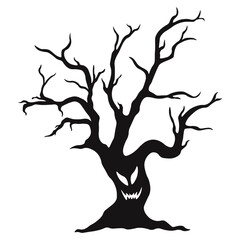 Fototapeta premium Spooky Halloween Tree Illustration. Isolated on White Background.