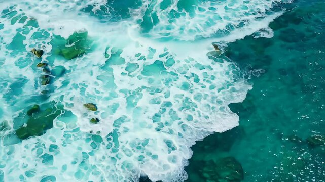 Arrial view sea landscape, blue water background