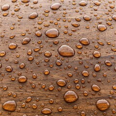 Water droplets scattered on wood floor