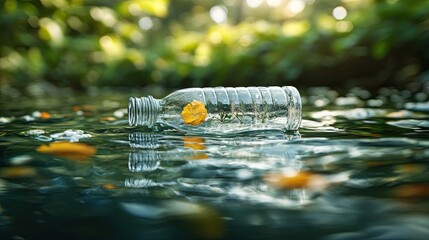 Microplastics floating clear water environmental impact plastic pollution eco-friendly ocean conservation plastic waste water pollution awareness environmental sustainability eco-conscious lifestyle