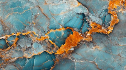 Blue and Orange Abstract Pattern on Natural Stone Surface