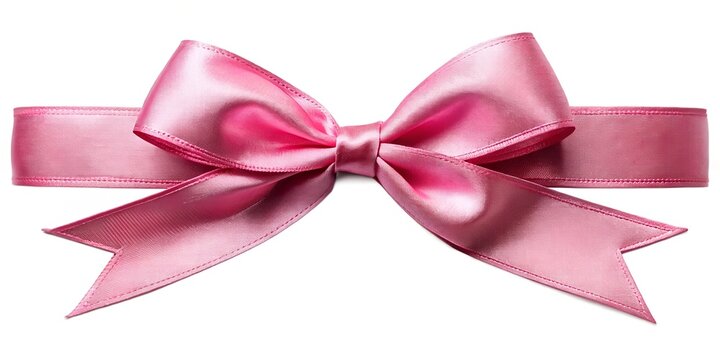  satin ribbon with bow isolated on white, top view
