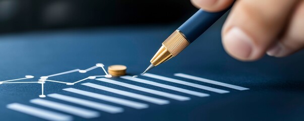 Financial Analysis with Pen on Growth Chart Demonstrating Business Strategies and Improvement