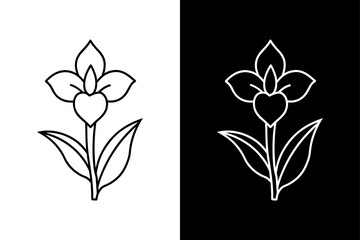 Elegant Gladiolus Flower Icon. Timeless Line Art Illustration