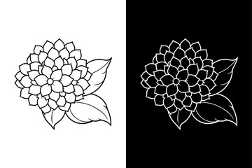 Hydrangea Line Art. Beautiful Floral Illustration for Design Projects