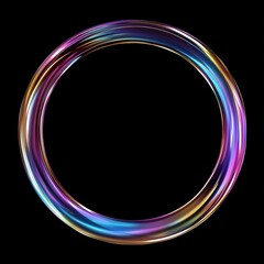 Abstract iridescent ring, dark background, design element, website decoration