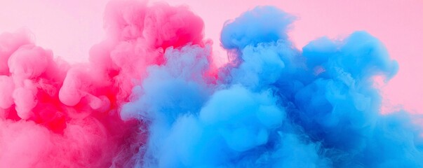 Fototapeta premium Abstract Cloud of Pink and Blue Ink Forming Colorful Smoke for Artistic Visual Effect Concept