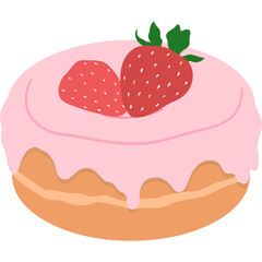 Hand drawn of Donut with Strawberry Topping Illustration