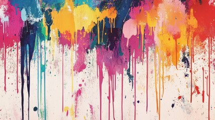 Vibrant Abstract Paint Drips and Splashes on White Background
