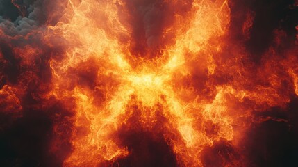 Fiery Explosion with Dramatic Flames and Intense Smoke Effects