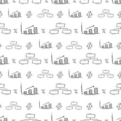 business seamless pattern. doodle startup pattern. business background