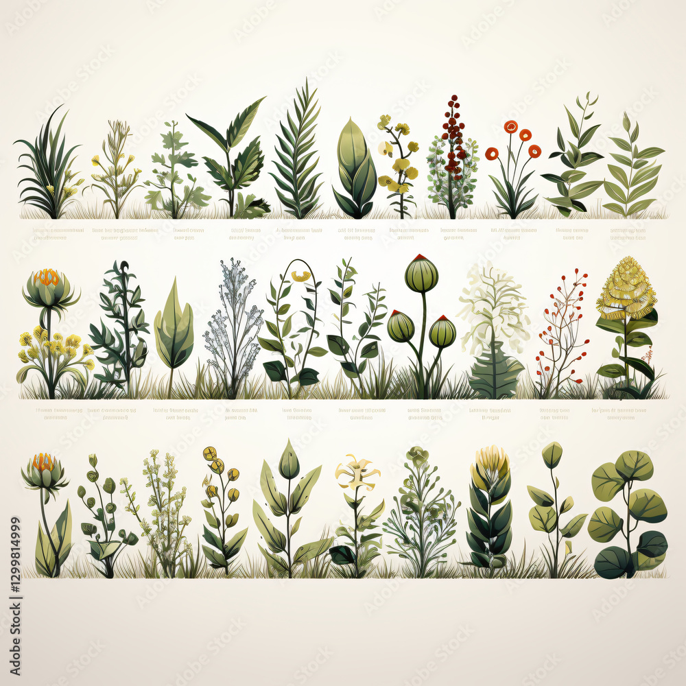 Poster A lush array of various plants displaying vibrant colors and textures in a natural indoor environment