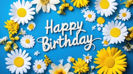 Fototapeta premium Happy Birthday Floral Arrangement with Colorful Paper Flowers