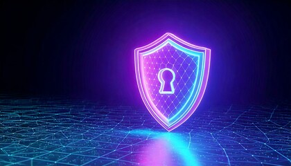 Fototapeta premium Securing digital spaces cybersecurity virtual environment 3d visualization futuristic concept