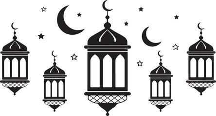 Isolated black ramadan lantern icon Vector, black ramadan lantern Silhouette,black ramadan lantern icon set, black ramadan lantern for logo,color black ramadan lantern Vector illustration, Vector