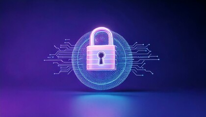 Digital security lock icon cybersecurity concept virtual environment abstract viewpoint technology graphics