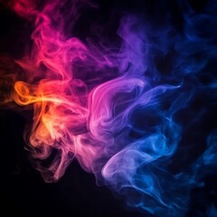 Colorful cloud of smoke isolated on black background
