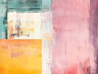 Obraz premium Abstract Color Field Painting: A Textured Symphony of Peach, Orange, and Teal