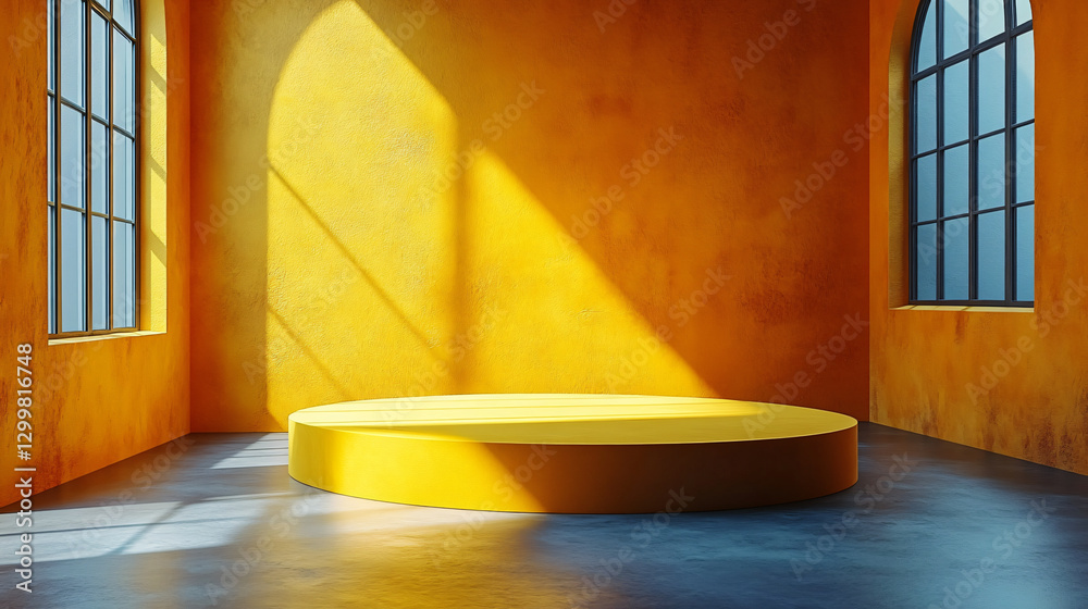 Aufkleber vibrant yellow bench positioned in bright room adding a splash of color and fun to the cheerful inte