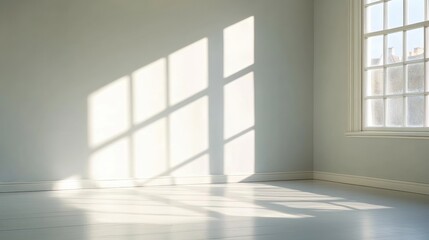 Bright and Minimalist Room with Natural Light and Soft Shadows