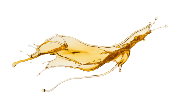 golden liquid oil splash render isolated on white background