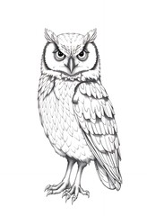 Obraz premium Detailed Owl Illustration Standing Tall with Intricate Feather Details