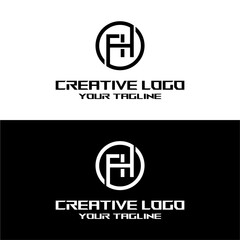 creative letter logo fh design vector