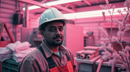 A Skilled Worker in a Vibrant Industrial Setting