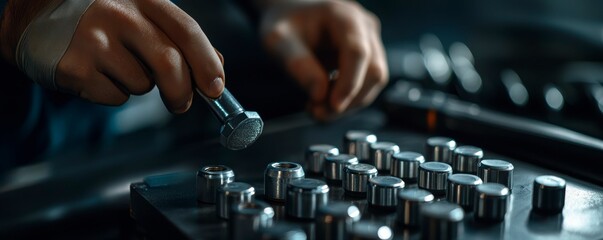 Hand Inspecting Metal Component Fastener Parts for Precision Engineering Quality Control