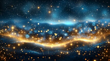 Obraz premium Glowing lights flow across wavy space field