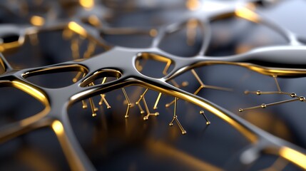 A close-up of a superconducting quantum processor, delicate gold-plated connections reflecting soft ambient light, microscopic circuitry enhancing the precision and complexity