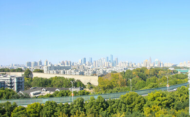 Obraz premium Modern Skyline of Nanjing and the Old City Wall, China