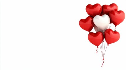Romantic Heart Balloons Celebration with Red and White Glossy Balloons Symbolizing Love and Romance
