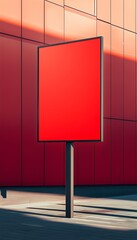 Square blank red signage sign mockup frame for board information