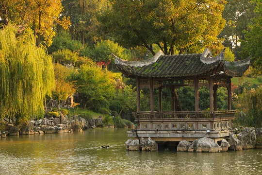 Beautiful Scenery inside Zhan Garden in Nanjing, China
Chinese Characters: At the corner of water

