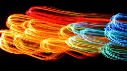 Abstract Light Trails Colorful Swirls Dynamic Energy