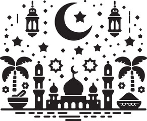 Isolated black ramadan crescent icon Vector, black ramadan crescent Silhouette,black ramadan crescent icon set, black ramadan crescent for logo,color black ramadan crescent Vector illustration, Vector