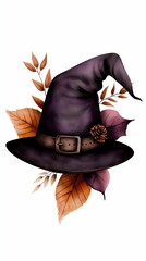 Autumnal Witch Hat with Floral Embellishments