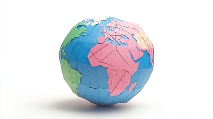 Colorful Paper Globe Model Displaying Continents and Oceans