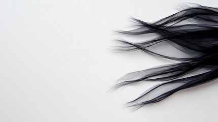 Elegant Dark Fabric Waves Flowing Over a White Surface Creating an Abstract Visual Texture