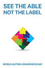 World Autism Awareness Day vector illustration. Colorful jigsaw puzzle pieces symbolize unity and support for Global Autism Awareness Day campaigns.