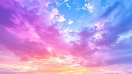 Obraz premium Colorful sunset sky with clouds, peaceful background, ideal for design