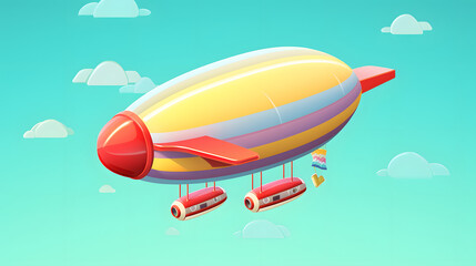 Blimp isometric Cartoon 3D