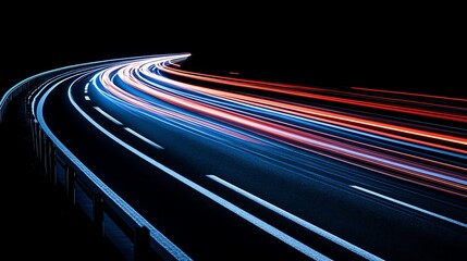 Night Highway Lights Trails, Speed and Motion Blur