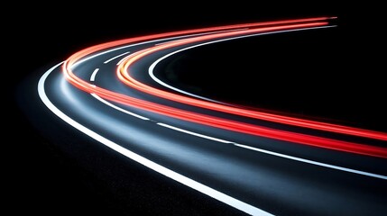 Night Road Curves with Dynamic Light Trails