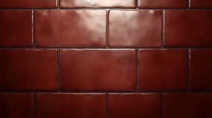 Naklejka premium Symmetrical Arrangement of Chocolate Brown Rectangular Tiles in a Structured Pattern Displaying Reflected Light