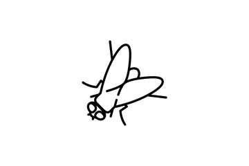 Vector illustration of insect fly icon design isolated on white background. line style object.