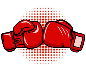 Red Boxing Gloves set cartoon illustration